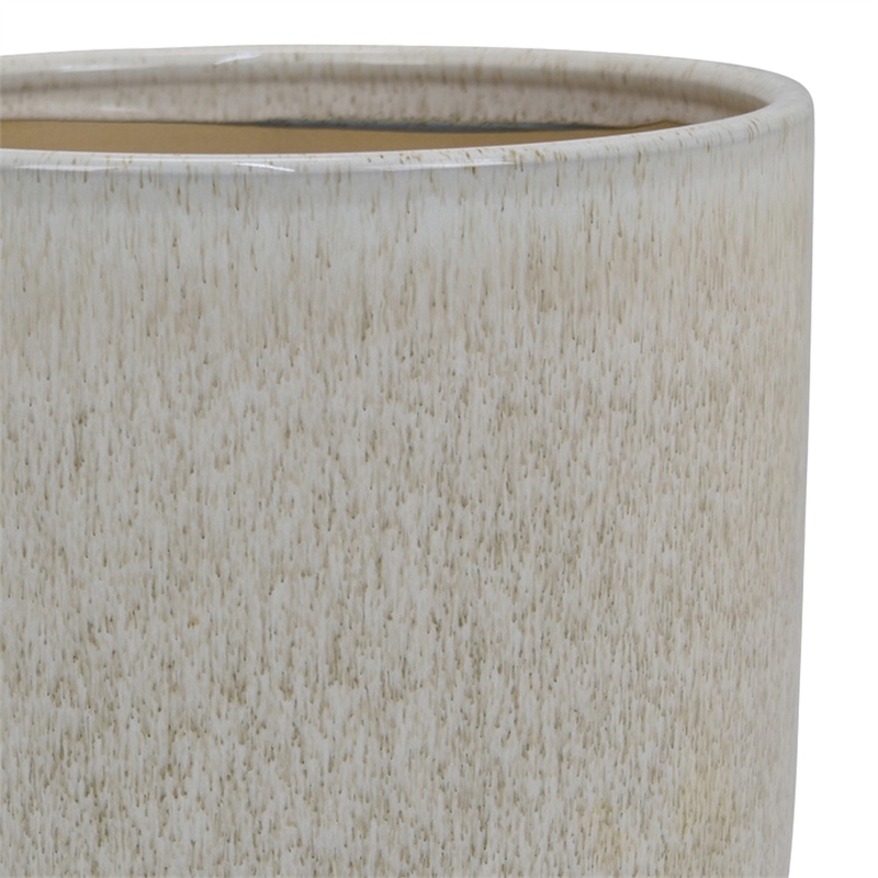 Benjara Lyna Accent Planter Set of 2- White Gray Ceramic Smooth Glossy Texture
