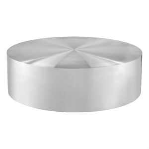 Benjara Rano Coffee Table- 40&quot Round Silver Iron Top- Modern Drum Shape
