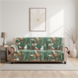 Benjara Lowa Sofa Slipcover- Reversible- Polyester- Green- Red Festive Theme