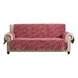 Benjara Lowa Sofa Slipcover- Reversible- Polyester- Green- Red Festive Theme