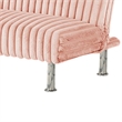 Benjara Hini Fold Out Futon Sofa Bed- Light PInk- Modern Chrome Metal Legs