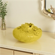 Benjara Remi Flower Vase- Decorative Yellow Ceramic w Floral Motifs- 12 Inch