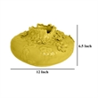 Benjara Remi Flower Vase- Decorative Yellow Ceramic w Floral Motifs- 12 Inch