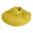 Benjara Remi Flower Vase- Decorative Yellow Ceramic w Floral Motifs- 12 Inch