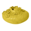 Benjara Remi Flower Vase- Decorative Yellow Ceramic w Floral Motifs- 12 Inch