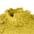 Benjara Remi Flower Vase- Decorative Yellow Ceramic w Floral Motifs- 12 Inch