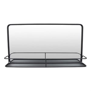Benjara Feno Decorative Wall Mirror- 30&quot Landscape Black Metal Frame