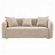 Benjara Keina Sofa- 3 Accent Pillows- Rounded Back- Beige Chenille- 79 Inch