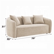 Benjara Keina Sofa- 3 Accent Pillows- Rounded Back- Beige Chenille- 79 Inch