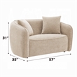 Benjara Keina Loveseat- 2 Accent Pillows- Rounded Back- Beige Chenille 57 Inch