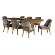 Benjara Ramie 9pc Dining Table Set- 84-102