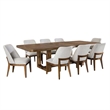 Benjara Ramie 9pc Dining Table Set- 84-102