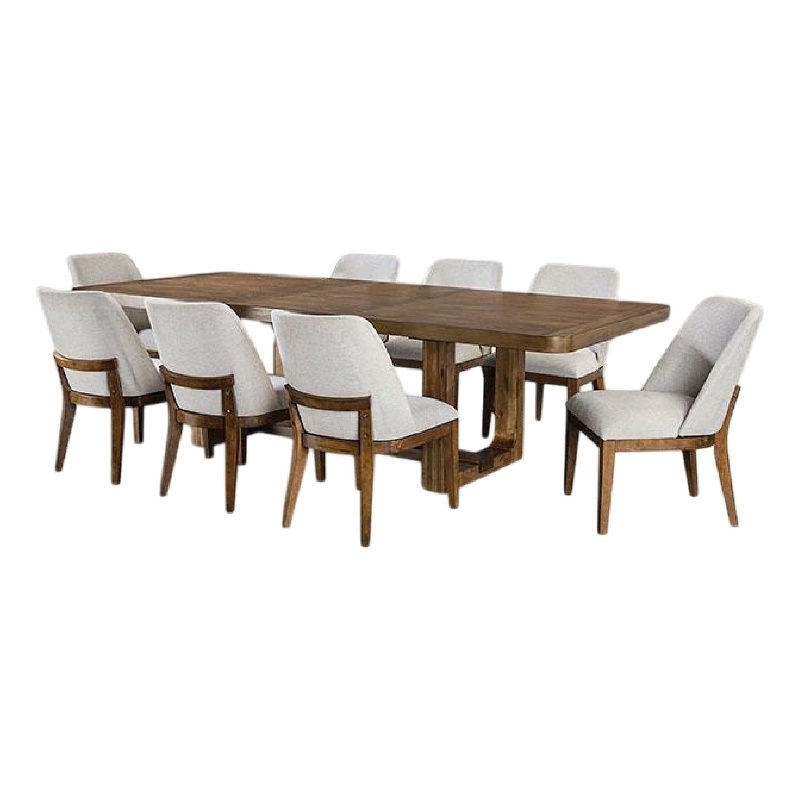 Benjara Ramie 9pc Dining Table Set- 84-102