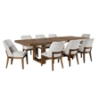 Benjara Ramie 9pc Dining Table Set- 84-102
