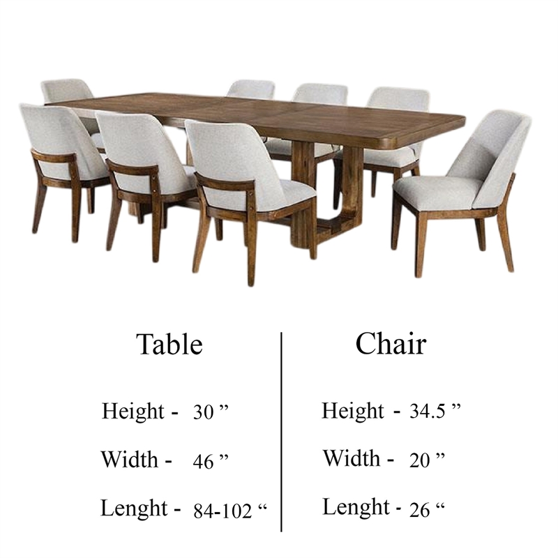Benjara Ramie 9pc Dining Table Set- 84-102