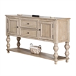 Benjara Cherie Sideboard Buffet Console- 2 Drawers Doors- Light Brown- 60 Inch