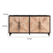Benjara Lucas Sideboard Buffet Console- 4 Doors- Black Brown Wood- 72 Inch