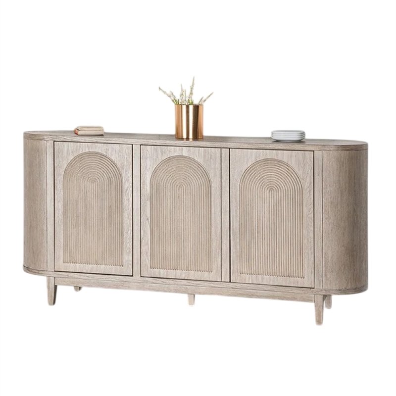 Benjara Zoko Sideboard Buffet Console- Arched Design Doors- 77