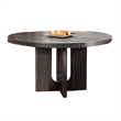 Benjara Zoko Round Dining Table- Pedestal Base- Ash Gray- Solid Wood 54 Inch