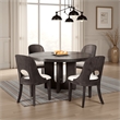 Benjara Zoko Round Dining Table- Pedestal Base- Ash Gray- Solid Wood 54 Inch