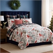 Benjara Coro 2pc Twin Size Quilt Set- Red White Christmas Cardinal Polyester