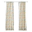 Benjara Loso 2 Panel Curtain Set- Microfiber- Soft White Green Floral Pattern