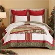 Benjara Kini 2pc Twin Quilt Set- Patchwork Christmas Theme- Cotton- Microfiber