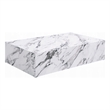 Benjara Ritzy Coffee Table- Modern Plinth- White Gray Faux Stone- 48 Inch