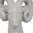 Benjara Accent Tabletop Decor- Strong Ram Head Design- White Ceramic 14 Inch
