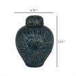 Benjara Accent Flower Vase w Lid- Rich Textured Deep Blue Ceramic- 13 Inch
