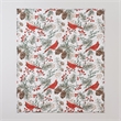 Benjara Coro Throw Blanket- 50x60 White- Red Christmas Cardinal- Polyester