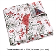 Benjara Coro Throw Blanket- 50x60 White- Red Christmas Cardinal- Polyester