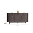 Benjara Zoko Sideboard Buffet Console- Arched Design Doors- Gray Wood 77 Inch