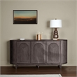 Benjara Zoko Sideboard Buffet Console- Arched Design Doors- Gray Wood 77 Inch