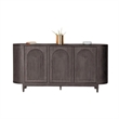 Benjara Zoko Sideboard Buffet Console- Arched Design Doors- Gray Wood 77 Inch