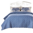 Benjara Binu 2pc Twin Size Quilt Set- Winter Log Cabin Blue White- Reversible