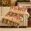 Benjara Redu Throw Blanket- 50x60- Holiday Theme Red Gingerbread Microfiber