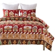 Benjara Redu 2pc Twin Size Quilt Set- Holiday Theme Gingerbread Microfiber