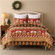 Benjara Redu 2pc Twin Size Quilt Set- Holiday Theme Gingerbread Microfiber