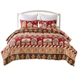 Benjara Redu 2pc Twin Size Quilt Set- Holiday Theme Gingerbread Microfiber