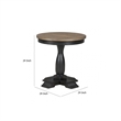 Benjara Ginie Round End Table- Rustic Black Brown Solid Rubberwood- 24 Inch