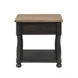 Benjara Ginie Chairside End Table- 1 Drawer- Black Brown Solid Wood- 24 Inch