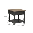 Benjara Ginie Chairside End Table- 1 Drawer- Black Brown Solid Wood- 24 Inch