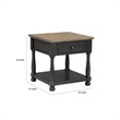 Benjara Ginie Chairside End Table- 1 Drawer- Black Brown Solid Wood- 24 Inch