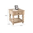 Benjara Cherie Square End Table- 1 Drawer- Shelf- Light White Wash- 24 Inch