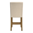 Benjara Siem Counter Stool Chair- Brown Beige Polyester Seat- Nailhead Trim
