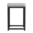 Benjara Toko Backless Counter Stool- Floral Gray Polyester- Black Metal