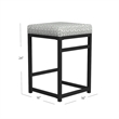 Benjara Toko Backless Counter Stool- Floral Gray Polyester- Black Metal