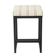 Benjara Toko Backless Counter Stool- White Striped Polyester- Industrial Black