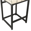 Benjara Toko Backless Counter Stool- White Striped Polyester- Industrial Black